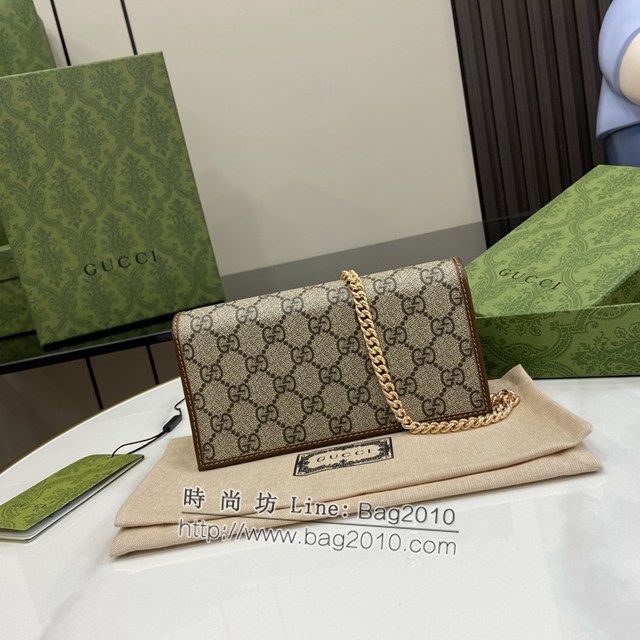 Gucci專櫃古馳最新款Horsebit 1955系列鏈條錢包 jh1974型號：621892